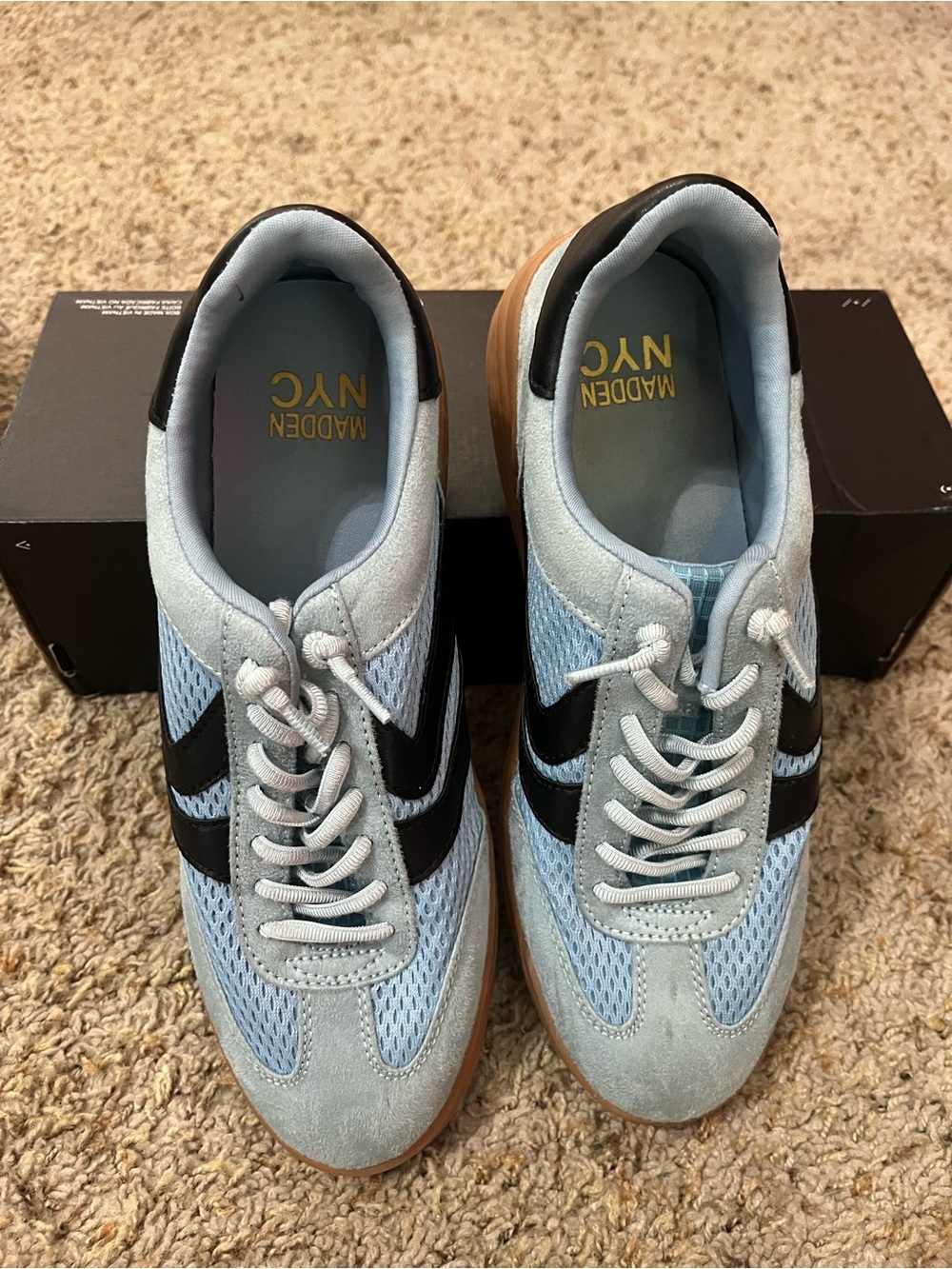 Madden NYC WOMENS Light Blue & Black Retro Trainer